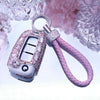 Nissan Bling Car Key Holder with Rhinestones and flowers - Pink/Purple