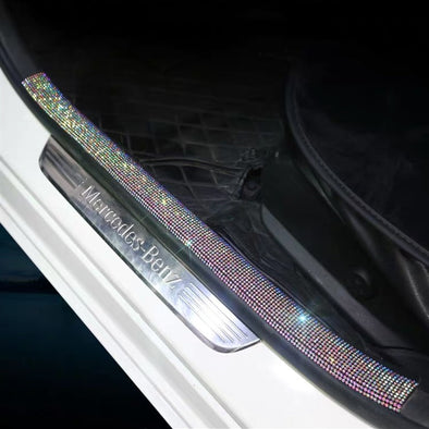 Bedazzled Bling AB Crystal Door Sill Seal Protection Cover Decal Anti-Scratch Stickers