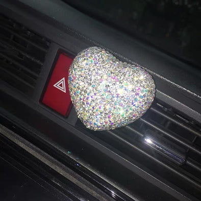 Silver Bling Heart Shaped Car Air Vent Crystal Rhinestones Decoration (1 piece)