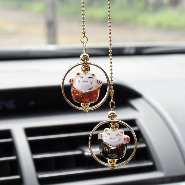 Car Cute Charm-Japanese Bobtail Fortune Cat Mirror hanging