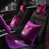 Purple Velvet Bling Swan Car Accessories Set - Seat covers, pillows, cushion, tissue box, gear shift/brake covers.