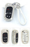 Bling JEEP Dodge Chrysler Key FOB Leather Cover with Rhinestones- for Cherokee Wrangler- Silver