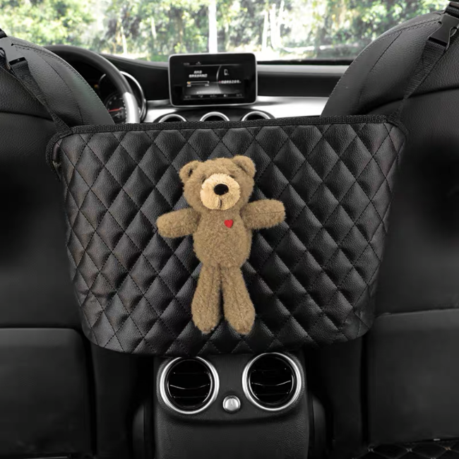 Car Handbag Holder Between Seats - with Teddy bear