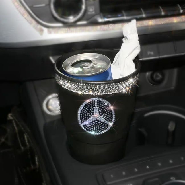 Bling Rhinestone Water resistant Car Trash Can for Mercedes - Carsoda