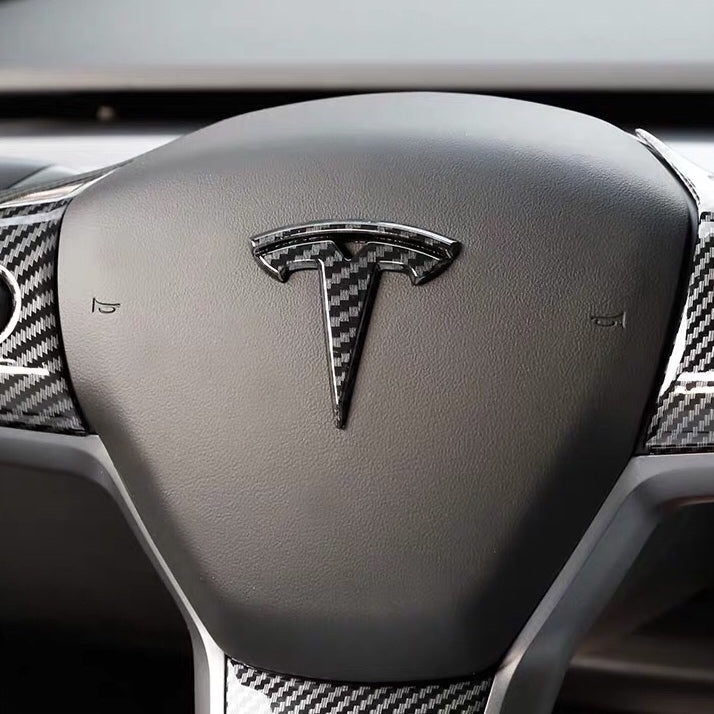 Carbon Fiber Pattern Tesla Emblem Decal