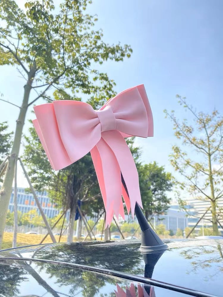 Pink Bow Flower Car Antenna Topper