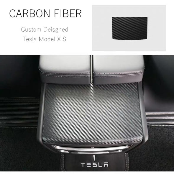 TESLA Model X/S Custom Designed Rear Air Conditioning Vent Panel Anti-Scratch Carbon Fiber Stickers