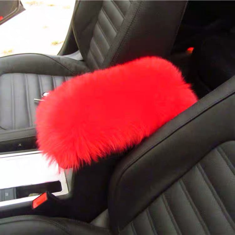 Genuine Wool Sherpa Car Center Console Cover-red