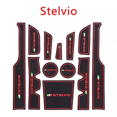 12 pcs set Cup and Gap Coaster for Alfa Romeo Stelvio Black/white Black/red
