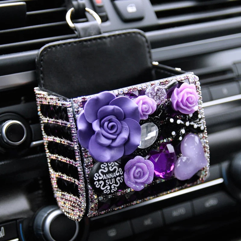 Purple Bling Rhinestone Car Cell Phone Container