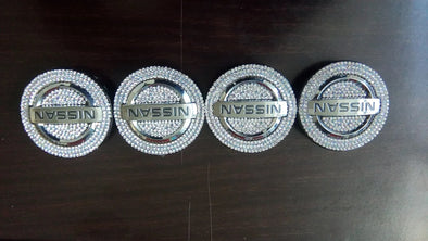 Bling Nissan LOGO Stickers for Tire wheel Center Caps Emblem Decal Made w/ Rhinestone Crystals