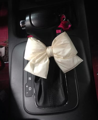 White or Red Bow for Car Gear Shift or Handbrake Decoration - Carsoda