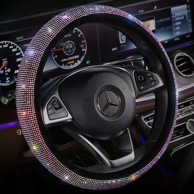 AB Crystal Multicolored Bling Bedazzled Steering Wheel Cover with Rhinestones
