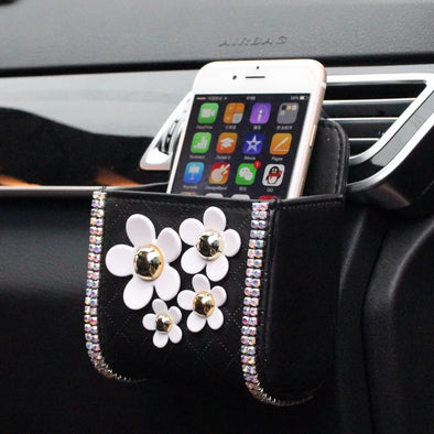 Bling Flower Car Air Vent Sunglasses cell phone holder with Daisy - Carsoda - 1