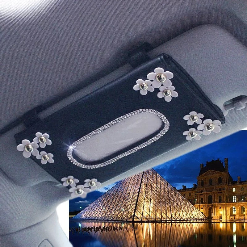 Car Sun Visor Organizer Tissue Box with Daisy - Carsoda - 1