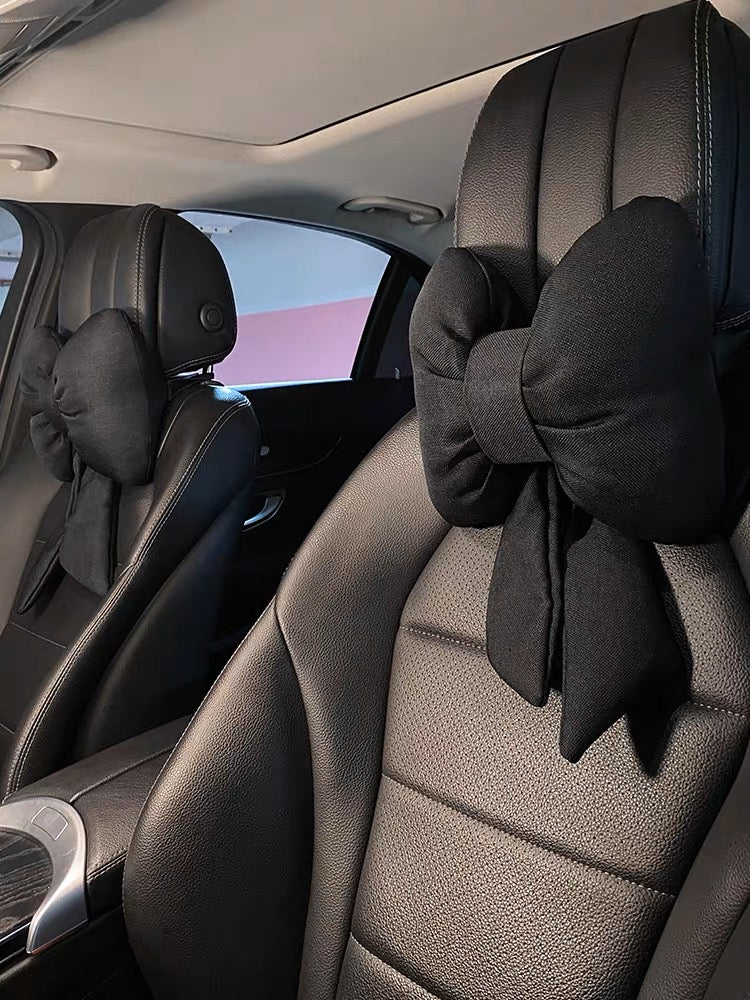 Car Decorations Interior Wuyaoyao Bow Car Headrest Pillow, Cute