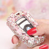 Pink Bling Car Key Holder with Rhinestones and flowers for BMW - Carsoda - 3