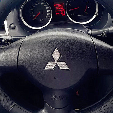 Bling Mitsubishi Emblem Decal for Steering Wheel LOGO Sticker