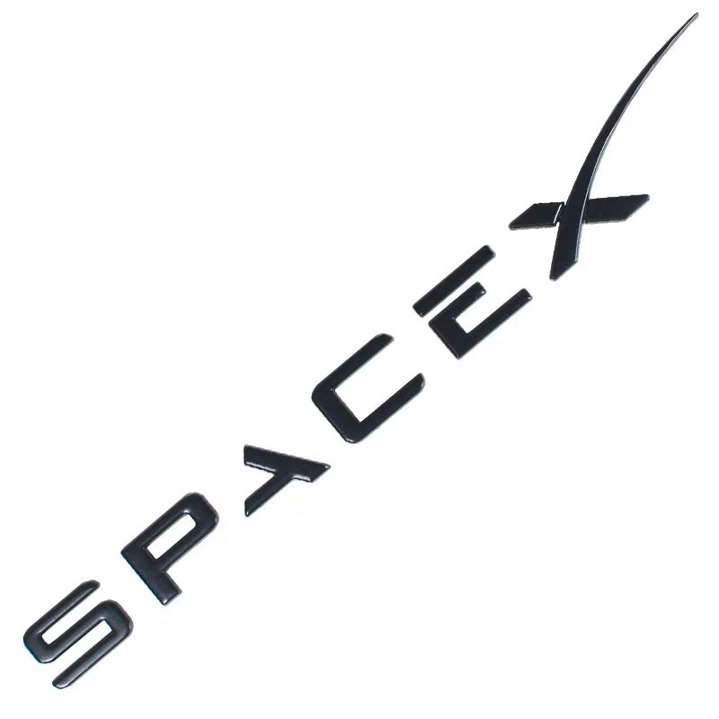 SPACE X Logo Emblem Badge Sticker Chrome Letters For Tesla - Black