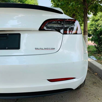 Dual Motor Logo Emblem Badge Sticker Chrome Letters For Tesla Model 3