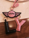 Personalized Name Initial Letter Keychain leather charm pendant