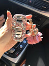 Bling Car Key Holder with Rhinestones for Audi - Pink