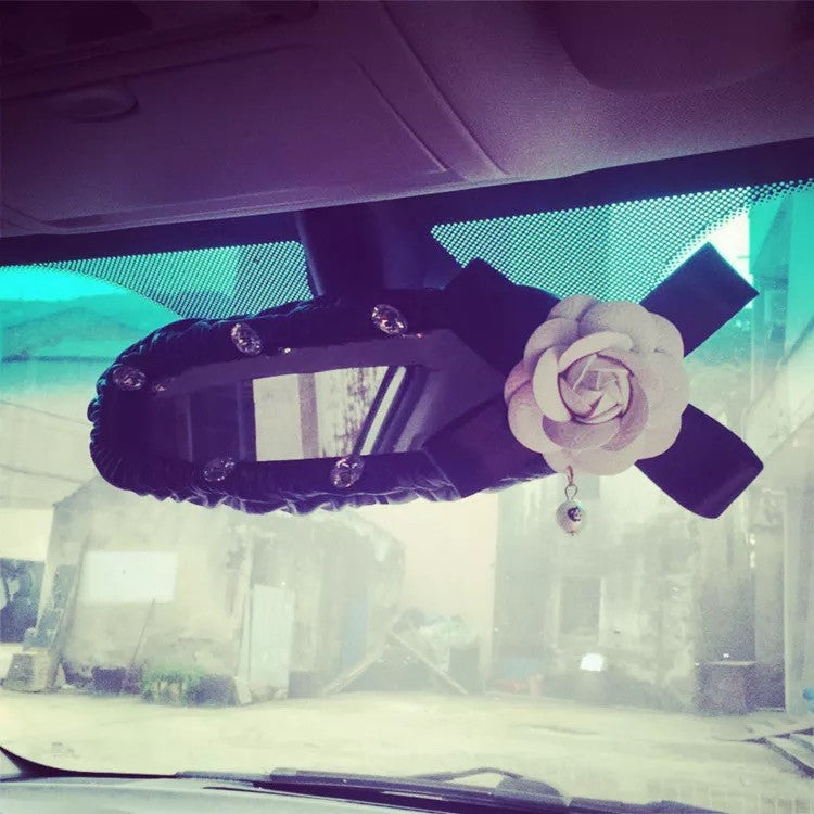 Rearview Mirror Cover with camellia - Carsoda - 1