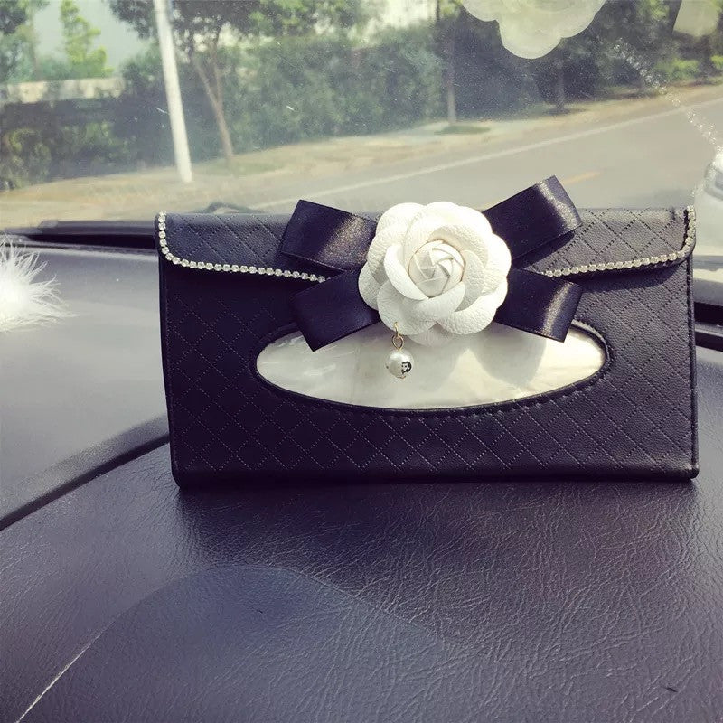 Car Sun Visor Organizer Tissue Holder with Camellia - Carsoda - 2