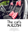Bow Shaped Car Seat Headrest Pillow - Red and White Plaid Check - Carsoda - 1
