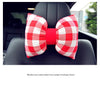 Bow Shaped Car Seat Headrest Pillow - Red and White Plaid Check - Carsoda - 4