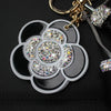 Bling Car Mirror Charm Ornaments-Hanging Camellia Rearview Mirror Pendant