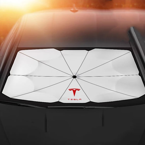 Tesla Car Windshield Sunshade UV Rays and Heat Sun Visor Protector Foldable Reflector Umbrella