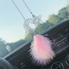 Moon and Star Bling Car Charm Rear View Pendant with Fur