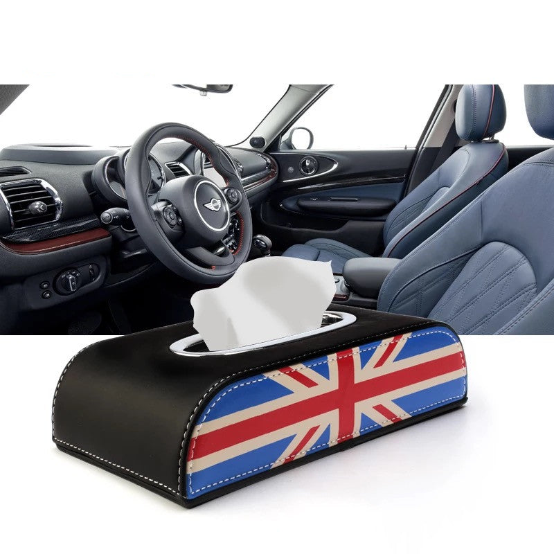 Car Tissue Holder Box with Union Jack Checkers patterns Great for