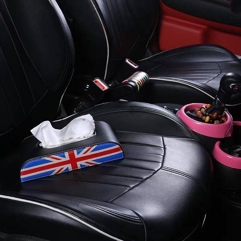 Car Tissue Holder Box with Union Jack Checkers patterns Great for