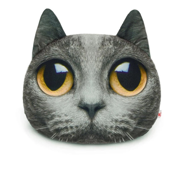 Kitty Cat Meow Headrest Pillow- Grey