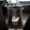 Bling Your Ride - Black Water resistant Car Trash Can with Bling swan