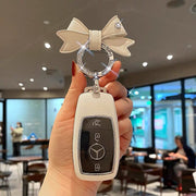 Mercedes Benz Leather Car Key Fob Holder Cover and Bling Bow or  Mouse Ear Pendant C E A GLC class