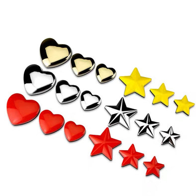 Star Heart Chrome Badge Emblem - Golden, Silver, Red