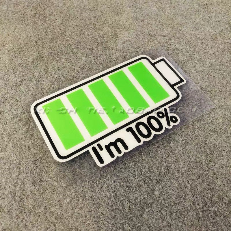 Funny Car Decal 100% charged battery sticker for Tesla