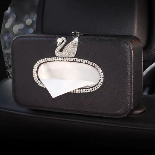 Bling Car Seat Back Tissue Box with Crystal Swan