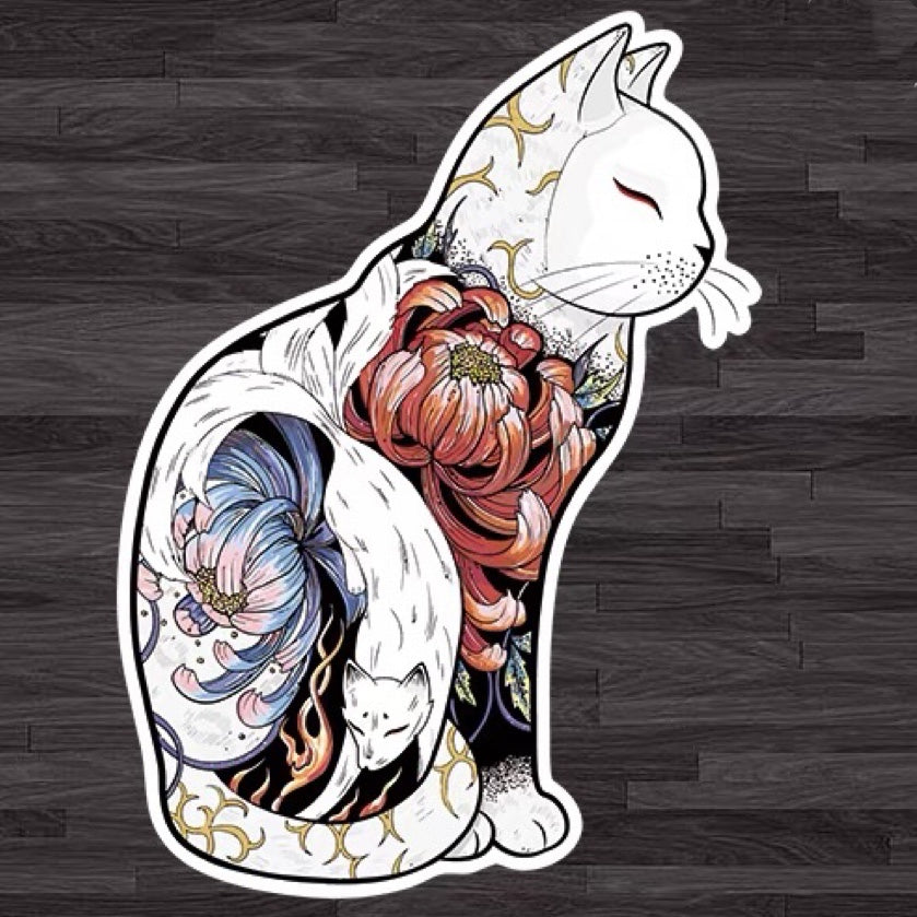 Cool Cat Tattoo Aesthetic Cartoon Car Decal Sticker
