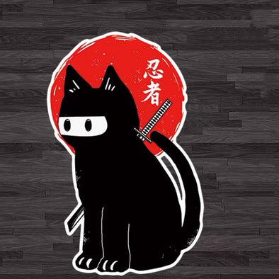 Aesthetic Ninja Black Cat Cartoon Car Decal Sticker