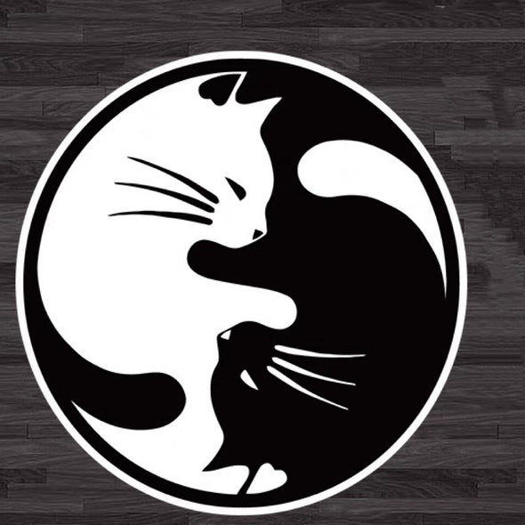 YinYang Bagua Cat Black and white Cartoon Car Decal Sticker