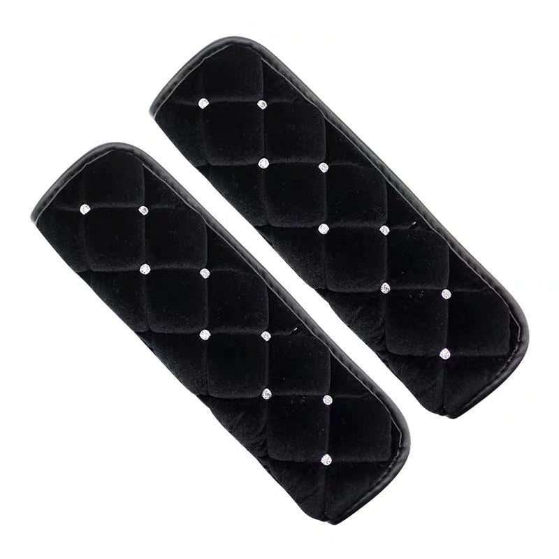 Black Velvet Seat Belt Cover with Rhinestones (2x) Carsoda