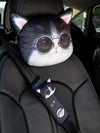 Kitty Cat Meow wearing Sunglasses Funny Headrest Pillow Cushion and Seat belt cover