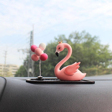 Pink Flamingo and Balloons Car Dashboard Decor