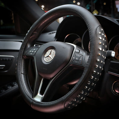 Punk Steering Wheel Cover with Rivets and Crown – Carsoda