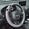 Luxury Black and White Cotton Steering wheel cover with a bow