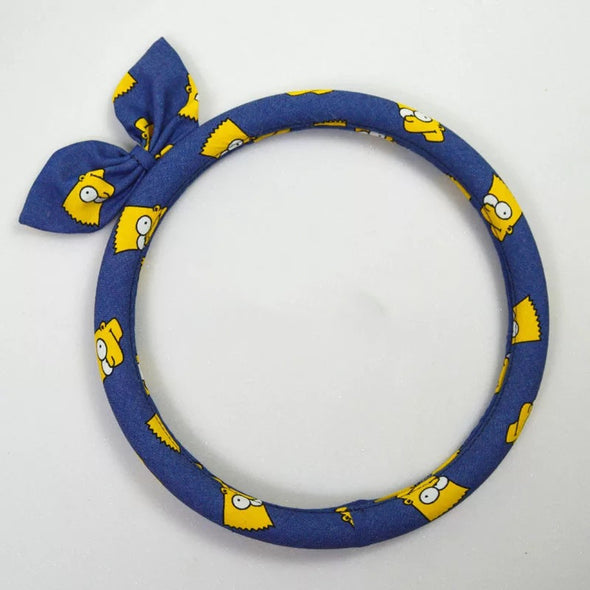 Simpons Denim Steering wheel cover with a bow